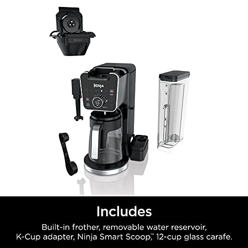 Ninja CFP301 DualBrew Pro Specialty 12-Cup Drip Maker with Glass Carafe, Single-Serve for Coffee Pods or Grounds, with 4 Brew Styles, Frother & Separate Hot Water System, Black