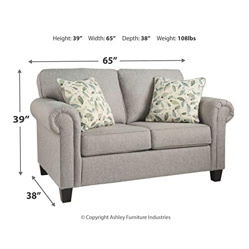 Signature Design by Ashley Alandari Upholstered Loveseat with 2 Accent Pillows, Gray