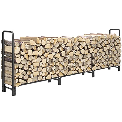CHLL firewood Rack Outdoor Super Large 12ft Firewood Holder, Rustproof Outdoor Firewood Rack, Heavy Duty Wood Storage for Under Eaves, Backyard Deck, Wood Stove