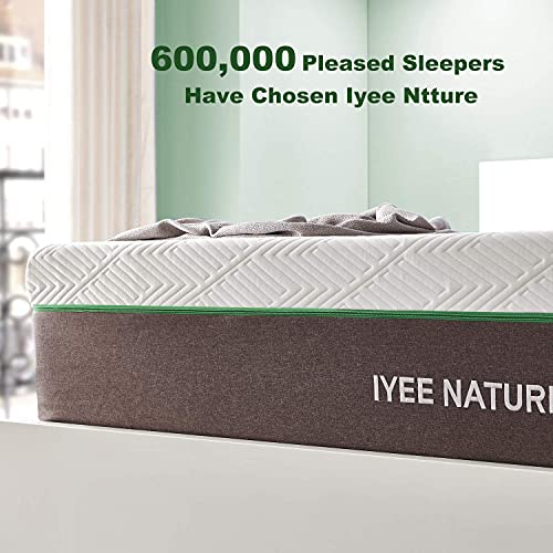 King Size Mattress, 12 Inch Iyee Nature Cooling-Gel Memory Foam Mattress Bed in a Box, Supportive & Pressure Relief with Breathable Soft Fabric Cover, Medium Firm Feel,Gray