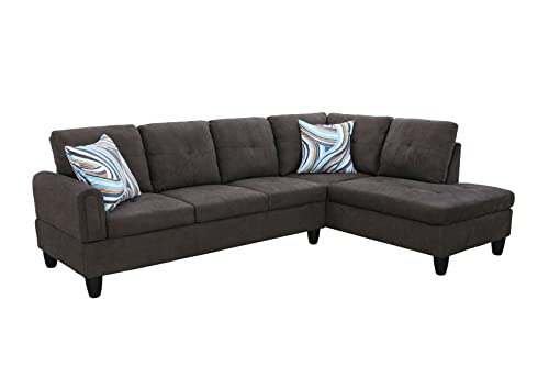 Star Home Living Right Facing Sectional 2 Pieces Set Sofas, Dark Brown