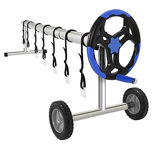 YiJiLi Pool Cover Reel Set 18 Feet Pool Solar Cover Reel for Inground Swimming Pool Aluminum Solar Swimming Inground Cover Blanket Reel (Color : Blue)