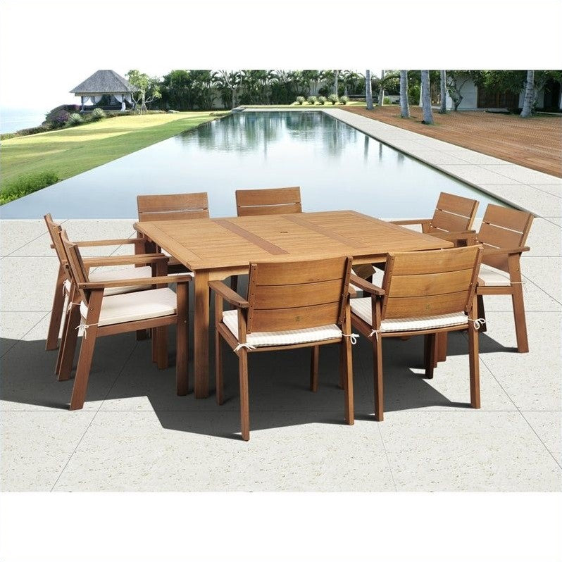 9 Piece Wood Patio Dining Set in Eucalyptus