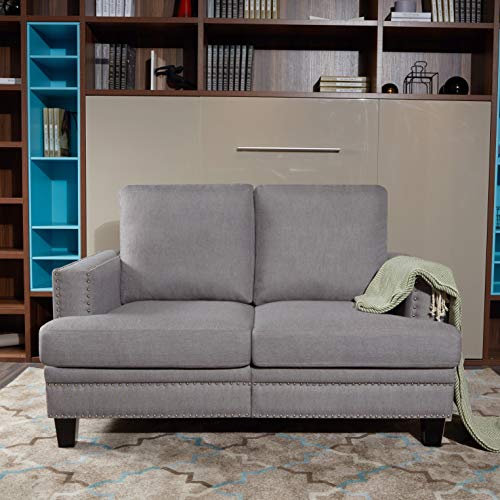 LOKATSE HOME Modern Loveseat Sofa Indoor Furniture Comfy Upholstered Couch for Living Room, Bedroom, Gray