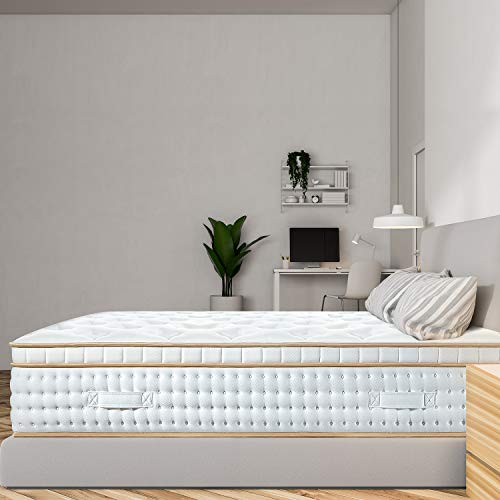 BedStory Queen Mattress, 12 Inch Hybrid Mattress Queen Size Medium Firm in a Box, Gel Infused Memory Foam Pocket Spring Coil Mattress, Double Bed Mattress Euro Top, CertiPUR-US Certified - White