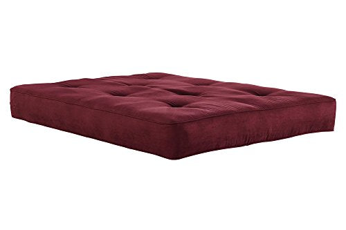 DHP 8 Inch Independently Encased Coil Futon Mattress, Red Microfiber