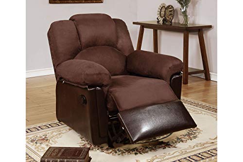 Poundex Bobkona Rocker Recliner in Chocolate Microfiber, Black