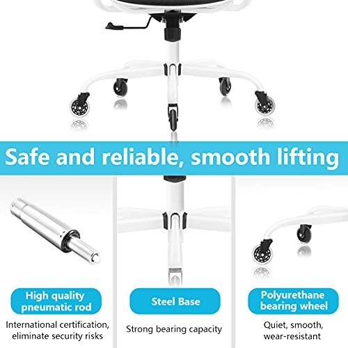 Office Chair, KERDOM Ergonomic Desk Chair, Comfy Breathable Mesh Task Chair with Headrest High Back, Home Computer Chair 3D Adjustable Armrests, Executive Swivel Chair with Roller Blade Wheels (White)