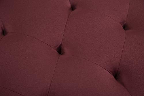 GAOPAN Sleep Velvet Button Tufted Futon Sectional Sofa Set with Movable Chaise Lounge for Living Room Furniture & Small Place,L-Shape 4-Seater Couch Convertible Sleeper Sofabed W/ 2 Pillows,Red