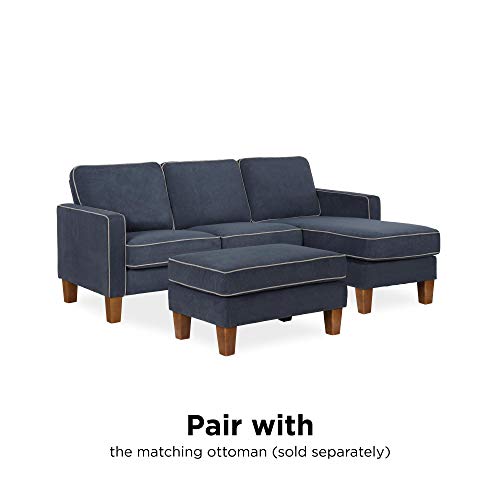 Novogratz DA036SEC-BL Bowen Sectional Sofa with Contrast Welting, Blue