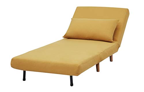 GIA Tri-Fold Convertible Polyester Sofa Bed Chair with Removable Pillow and Legs, Yellow