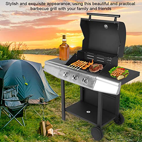 Barbecue Grill Propane Outdoor Gas Grill Stainless Steel Liquid Propane Gas Grill Performance BBQ Machine Grilling Indoor Movable Barbecue Grill for Camping Picnic Outdoor Party Home Restaurant