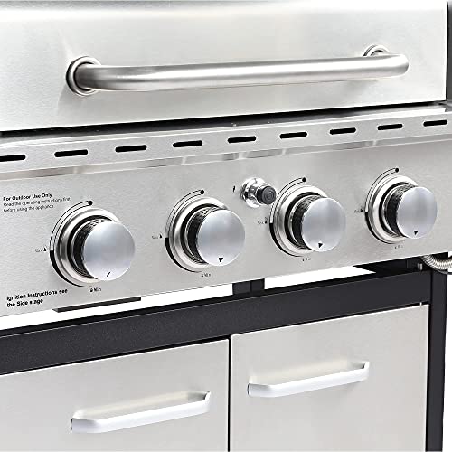 Honeydrill Propane Gas Grill with Side Burner,4-Burner, Stainless Steel