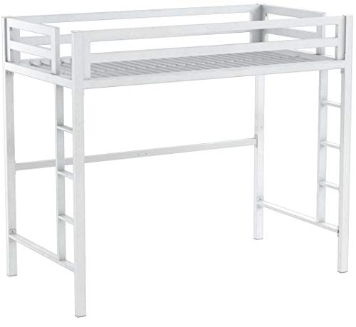 Walker Edison Brighton Classic Metal Twin over Loft Bunk Bed, Twin Size, White