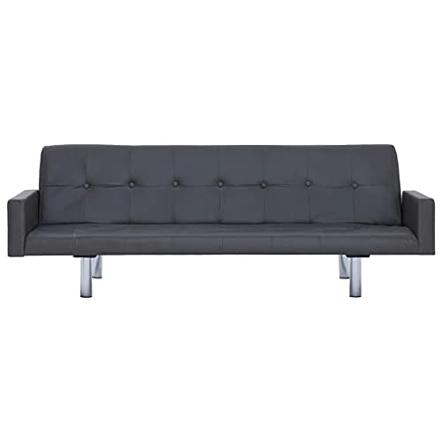 vidaXL vidaXL Sofa Bed with Armrest Gray Faux Leather
