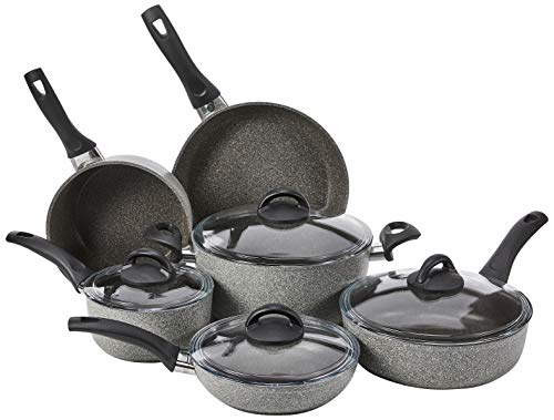 BALLARINI Parma Forged Aluminum Nonstick 10-Piece Cookware Set, Granite, Made in Italy