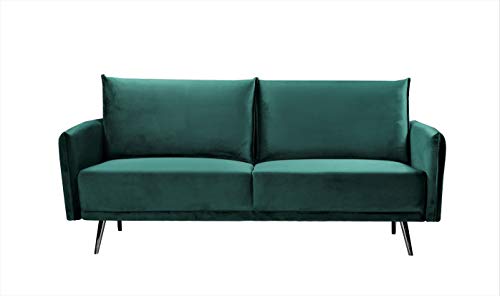 Container Furniture Direct Harrison Modern Velvet Upholstered Living Room Sofa Set, 2 Piece, Green