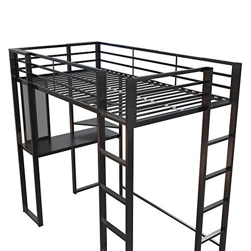 DHP Abode Metal Frame With Desk And Ladder, Full, Black 1 Loft Bed, Twin