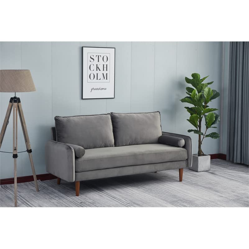 Kingway Furniture Baron Velvet Living Room Sofa in Gray