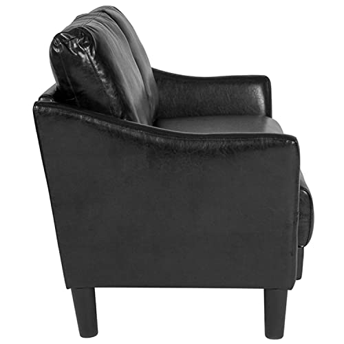 Flash Furniture Asti Upholstered Loveseat in Black LeatherSoft