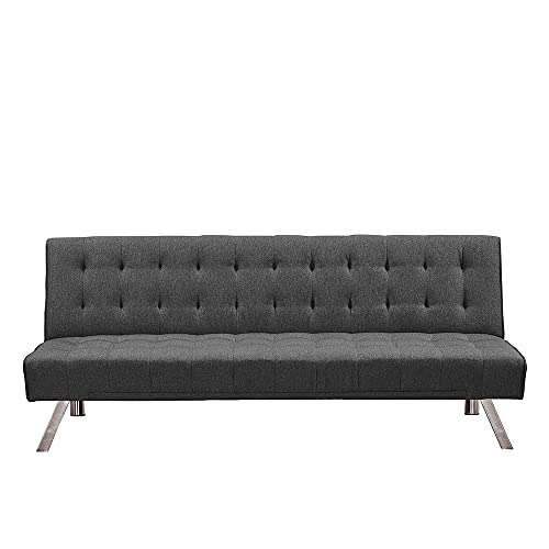 Lazyspace Convertible Sofa Bed Adjustable Couch Sleeper Modern Upholstered Home Recliner Reversible Loveseat Folding Daybed Guest Bed, Dark Grey
