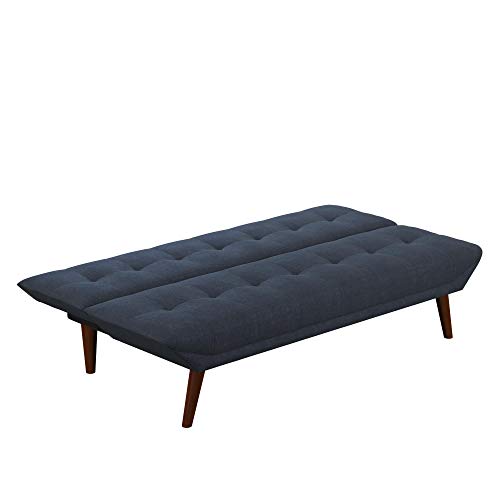 DHP Adley Small Space Modern Convertible Sofa Bed Linen Futon, Navy Blue