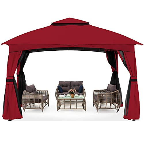 ABCCANOPY High Grade Gazebos for Patio 10x10 with Mosquito Netting (Burgundy)