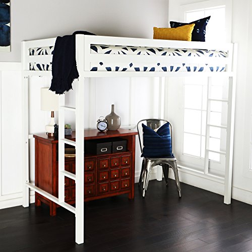 New Premium Deluxe Twin Metal Loft Bed in White Color