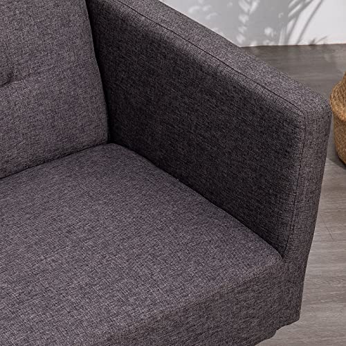 FlexPedic Memory Foam Futon Sofa Bed, Linen Convertible Folding Lounge Couch Split-Back Loveseat Sleeper Sofa Furniture Armrests Living Room Bedroom Apartment Reading Room