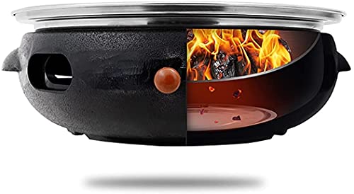 WDSZXH Portable Barbecues Cast Iron Charcoal Grill Household Charcoal Grill BBQ Grill Portable Food Charcoal Stove with Steel Grill Net Cast Iron Grill (Color : Black, Size : 34x13cm)