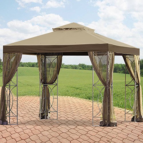 Garden Winds Callaway Gazebo Replacement Canopy Top Cover and Netting Set - RipLock 350 - TOP Tier 36