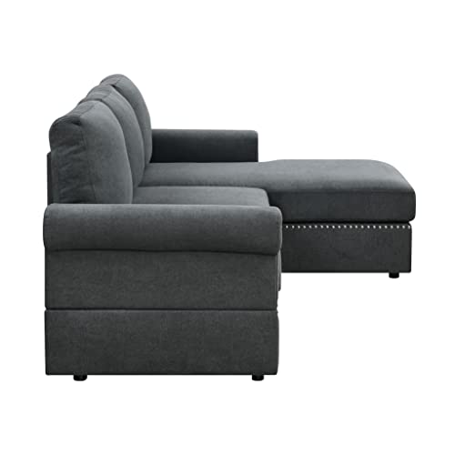 Oadeer Home Modern 83'' Wide L Shaped Modular Sofa with Chaise Sectional, Dark Gray