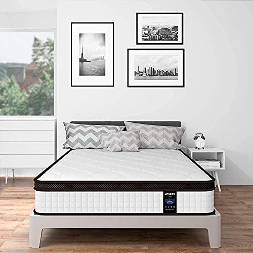 Full Mattress, Kescas 10 Inch Memory Foam Hybrid Mattress in a Box, Motion Isolation Pocket Spring Full Size Bed, Sleep Cooler with Pressure Relief, No-Risk 100-Night Trial, 10-Year Support