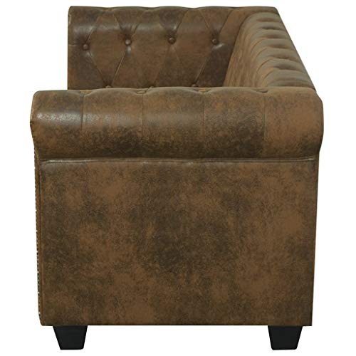 287918 vidaXL Chesterfield Sofa 2-Seater Brown Faux Leather (US only)
