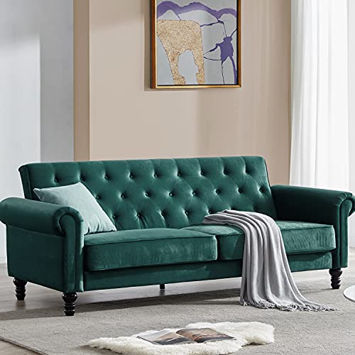 Elegant Velvet Couch Mid Century Modern Sofa, 81