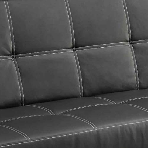 Benjara Leather Upholstered Metal Adjustable Sofa with Square Tuft Design, Black