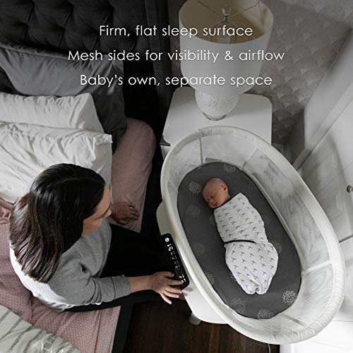 4moms mamaRoo Sleep Bassinet, Bluetooth Baby Bassinets and Furniture with 5 Unique Motions, 4 Built-in White Noise Options, Birch