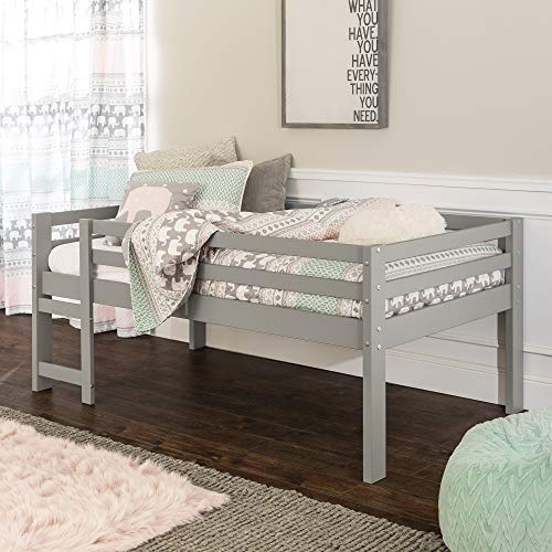 Walker Edison Alexander Classic Solid Wood Stackable Jr Twin over Low Loft Bunk Bed, Twin Size, Grey