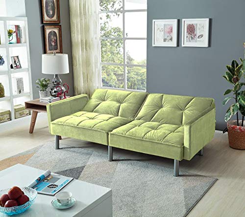 Legend Furniture Velvet Sofa Bed Sleeper with Pillow Sofabed, Green