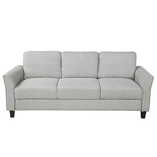 3-Seat Sofa Living Room Sofa, Linen Fabric Upholstered Sofa Set, Modern Design Sofa Couch with Cushion Back, Living Room Apartment (Light Gray)