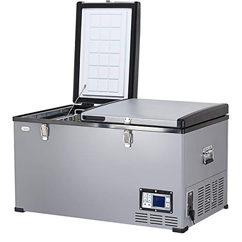 COSTWAY Car Travel Freezer, 84 Quart Portable 2-door Compressor Freezer -0.4°F to 50°F, Electric Powered Cooler Mini Fridge For Car and Home, Camping, Truck Party (84 Quart)