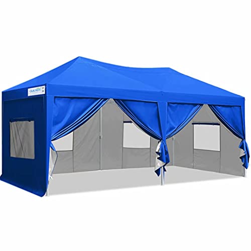 Quictent Privacy 10x20 ft Ez Pop up Canopy Tent Enclosed Instant Shelter Party Tent Event Gazebo with Sidewalls Waterproof (Royal Blue)