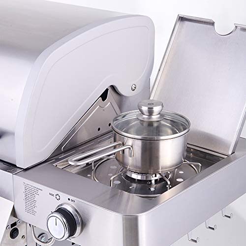 Monument Grills 24367 Stainless Steel 4 Burner Propane Gas Grill w/Side Sear Burners