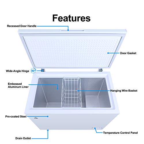 WALSH WSF70CWED01 Manual Defrost Deep Chest Freezer, Mechanical Temperature Control, 7.0 Cu.Ft, White, 7 Cu Ft