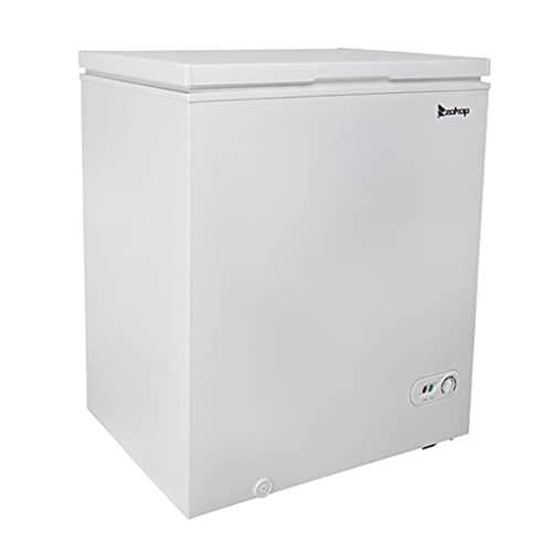 ZOKOP 5.0 Cu.ft Chest Freezer 7℉to -8℉with Removable Basket Free Standing Top Open Door Compact Freezer with Adjustable 7 Temperature/Power Saving UL Certified White