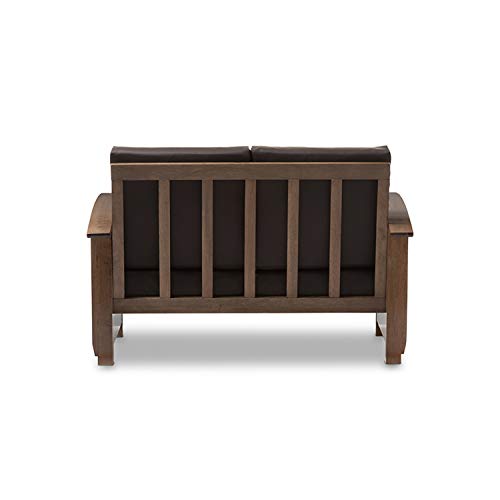Baxton Studio Charlotte Modern Classic Mission Style 2-Seater Loveseat Dark Brown/Walnut Brown/Contemporary