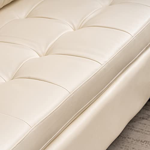 SLCSY L-Shaped Disassembly and Assembly of The Backrest Pull Point, Variable Combination, Three-Seat Indoor Sofa, Solid Wood Soft Bag PU 194 * 67 * 83cm Black Simple Nordic Style (Creamy White)