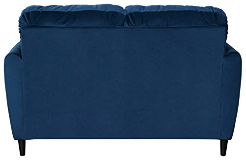 Signature Design by Ashley - Enderlin Velvet Loveseat w/ 2 Toss Pillows, Vibrant Blue