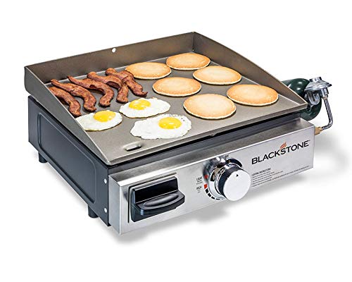Blackstone 1650 Tabletop Grill without Hood Propane Fuelled – 17 inch Portable Stovetop Gas Griddle-Rear Grease Trap for Kitchen, Outdoor, Camping, Tailgating or Picnicking, Black