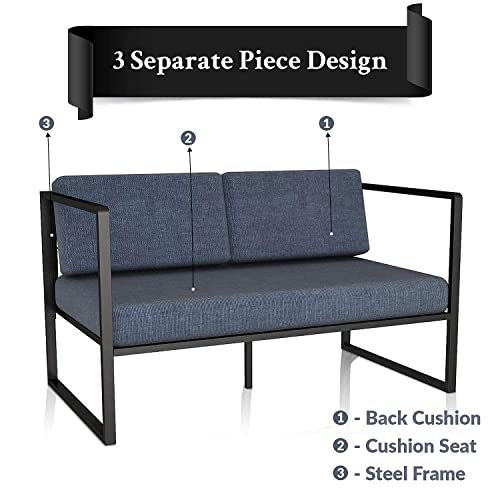 STEELAID 2 Piece Living Room Set Modern Fabric Couch Furniture Upholstered Single Chair and Loveseat for Living Room, Bedroom, Office, Apartment and Small Space